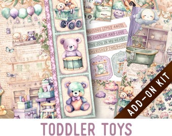 Toddler Toys Junk Journal Kit ADD-ON, Printable Junk Journal Pages Journal Kit Craft kits Vintage Junk Journal 003484