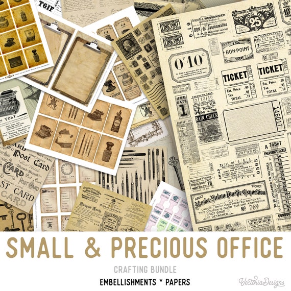 Small & Precious Office Crafting Bundle, Junk Journal Digitals, Office Paper Pack, Office Printable Paper Craft, Printable Tickets 001989