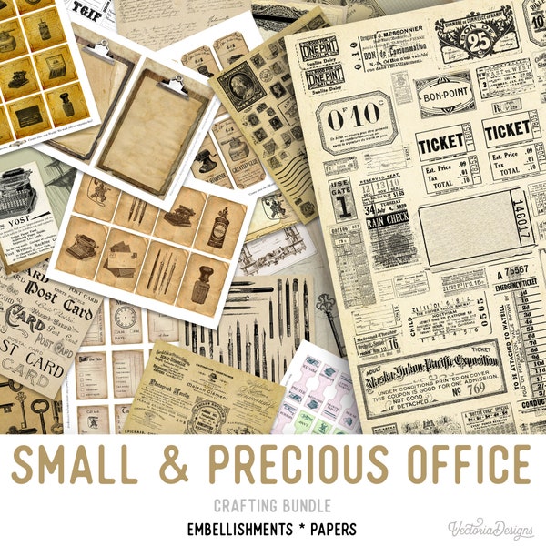 Small & Precious Office Crafting Bundle, Junk Journal Digitals, Office Paper Pack, Office Printable Paper Craft, Printable Tickets 001989