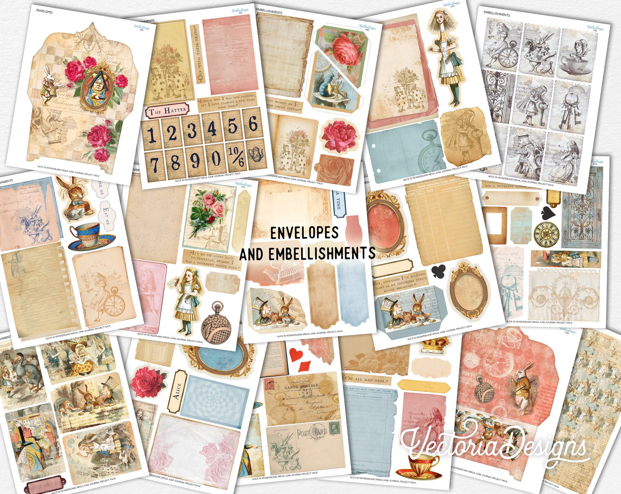 Handwriting & Flowers Junk Journal Kit, Printables Junk Journal Kit, Journal  Supplies, Junk Journal Ephemera, Flowers Journal Kit 002138