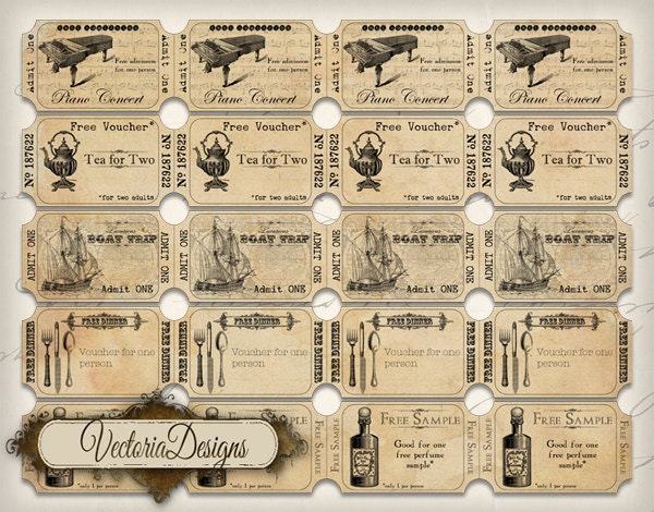 free tickets sample tickets printable images instant download etsy