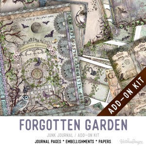 Forgotten Garden Junk Journal Kit ADD-ON, Printable Halloween Junk Journal Pages Journal Kit Craft kits Vintage Junk Journal 003501