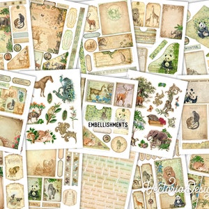 Animal Kingdom Junk Journal Kit DELUXE Crafting Printables Kit, Animals Embellishments Animals Paper Craft Kits Junk Journal Tutorial 002932 image 4