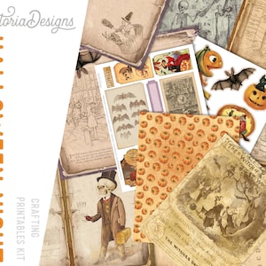 Halloween Night Crafting Printables Kit, Printable Journal Kit, Journal Ephemera, Scrapbook Journal, 002309