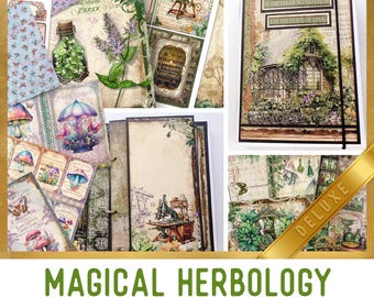 Magical Herbology Junk Journal Kit DELUXE, Halloween Crafting Printables Kit Magic Herbs Embellishments Printable Paper Kit Tutorial 003522