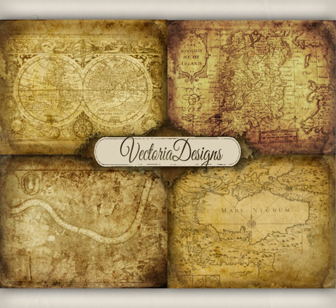 Old Maps Paper 8 X 10 Inch Paper Pack Printable Scrapbooking - Etsy