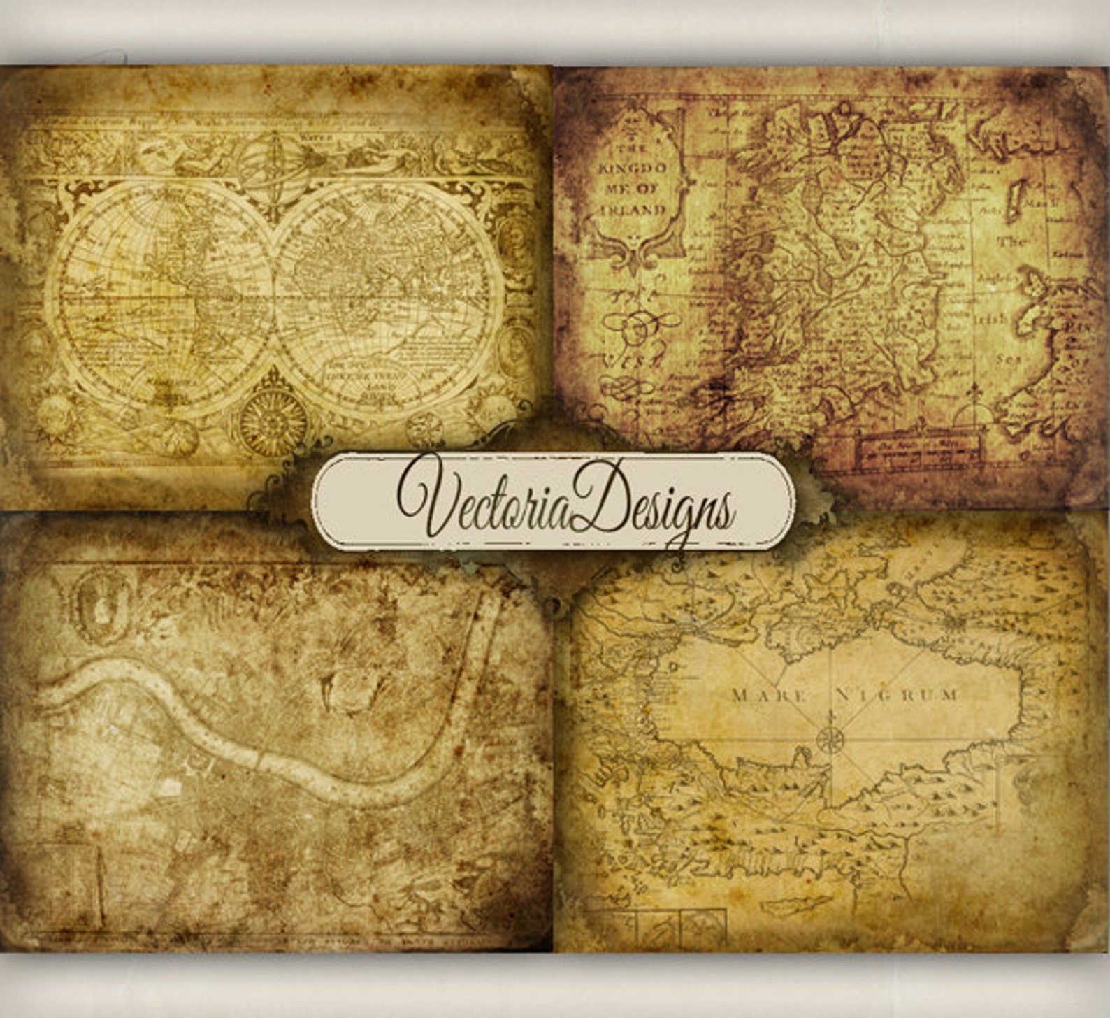 Old Maps Paper 8 X 10 Inch Paper Pack Printable Scrapbooking - Etsy