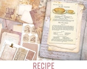 Recipe Junk Journal Kit, Printable Journal Kit, Junk Journal DIY, Journal Pages, Pink Journal, Vintage Journal Kit, Journal Supplies 002034