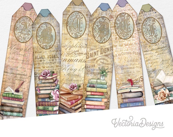 Printable Reader Bookmarks, Library Junk Journal Embellishments (JPG, PDF) - 002581