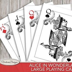Large Alice In Wonderland Playing Cards, Alice In Wonderland Decor, Printable Cards, Digital Cards, Wonderland Art, Digital Prints 000603 image 4