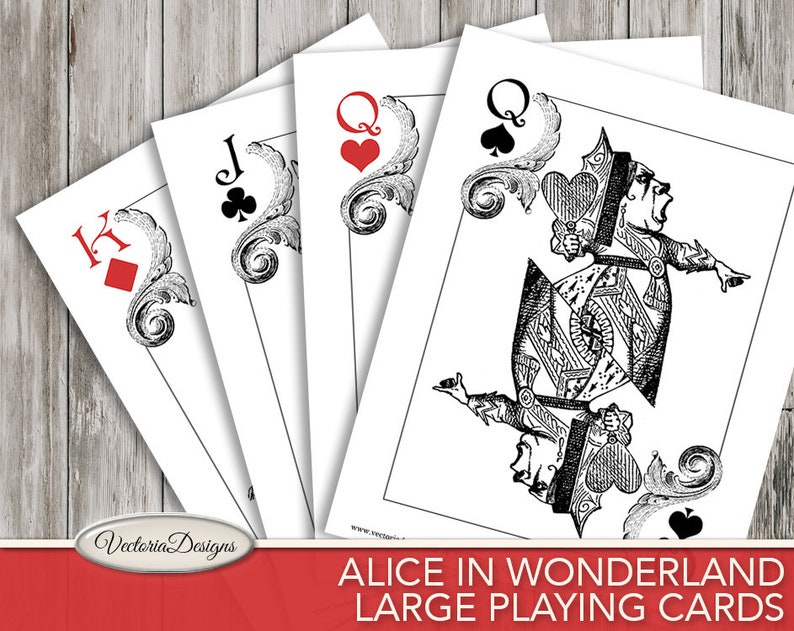 Large Alice In Wonderland Playing Cards, Alice In Wonderland Decor, Printable Cards, Digital Cards, Wonderland Art, Digital Prints 000603 image 4