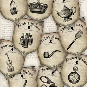 Sherlock Holmes Party Banner Detective printable party decoration instant download digital download collage sheet 1034 image 2