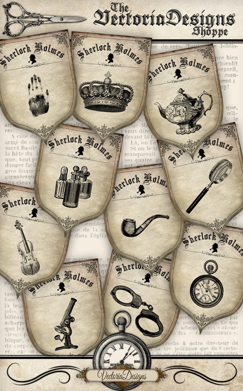 Sherlock Holmes Party Banner Detective printable party decoration instant download digital download collage sheet 1034 image 2