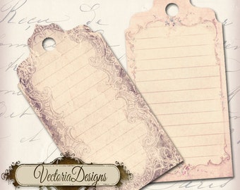 Shabby Elegant Tags printable add text digital paper crafting instant download digital download sheet - 000004