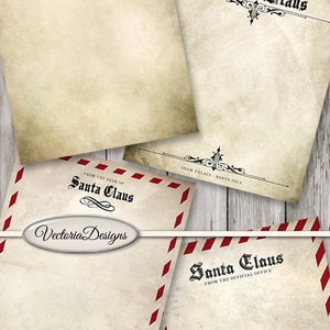 Santa Claus Letter Paper, Writing Letter Printable, Christmas Stationery, Santa Gift, Christmas Digital Paper, Vintage Christmas 001484 image 2