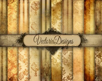 Grunge Steampunk Digital Paper 8.5 x 11 inch paper pack vintage printables digital graphics instant download Digital Collage Sheet - 000533