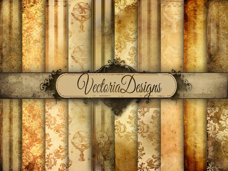 Grunge Steampunk Digital Paper 8.5 x 11 inch paper pack vintage printables digital graphics instant download Digital Collage Sheet 000533 image 1