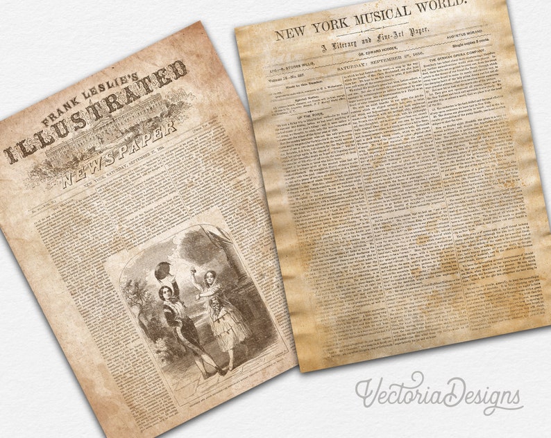 Vintage Newspaper Paper Pack, Printable Paper Pack, Digital Paper Pack, Vintage Newspaper Decoration, Newspaper Scrapbook, Old 002069 image 3