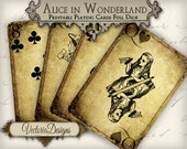 Grunge Alice in Wonderland playing cards full deck card game crafting craft art instant download printable digital collage sheet 000273