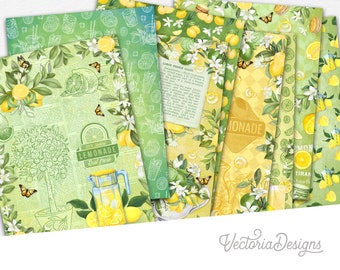 When Life Gives You Lemons Paper Pack, Printable Paper Pack, Digital Paper, Scrapbooking, Junk Journal 002202