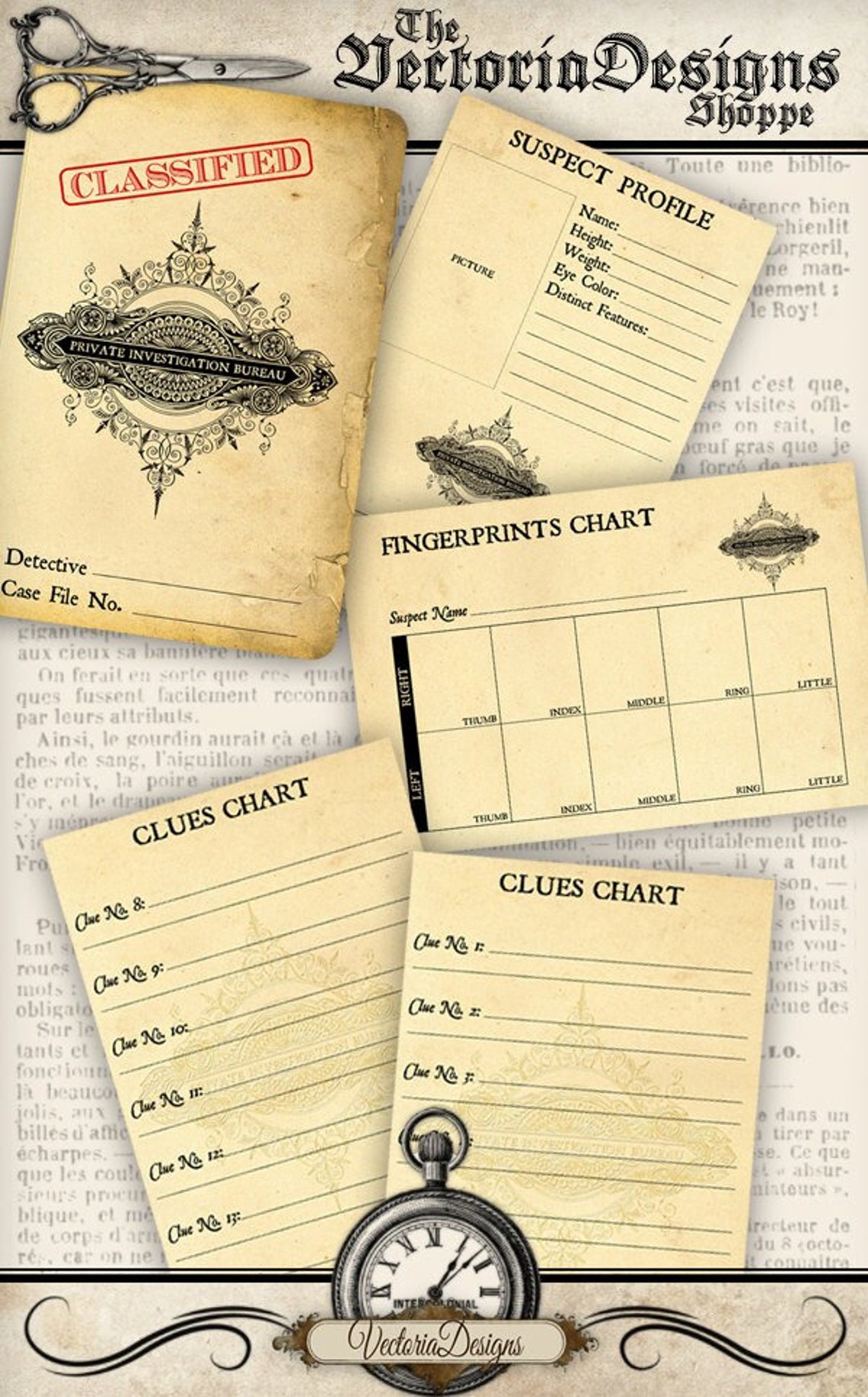 Detective Party Supplies Private Investigator Case File Etsy