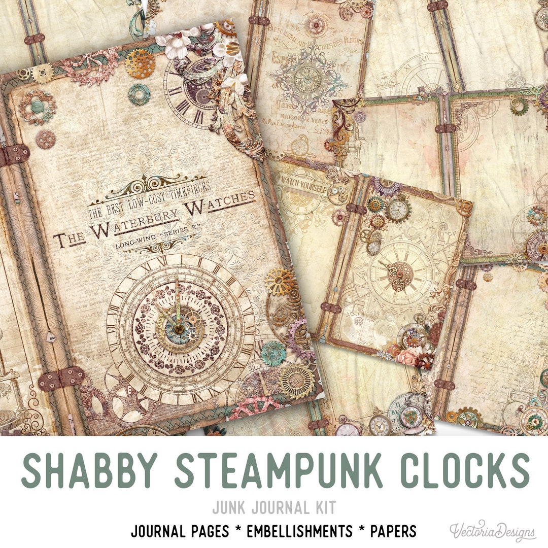 Shabby Steampunk Clocks Journal Pages, Steampunk Journal, Printable ...