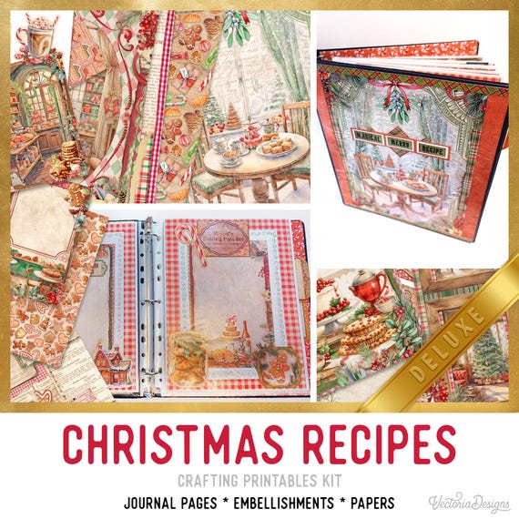 Printable Christmas Recipes Junk Journal Kit (DELUXE version) 003713