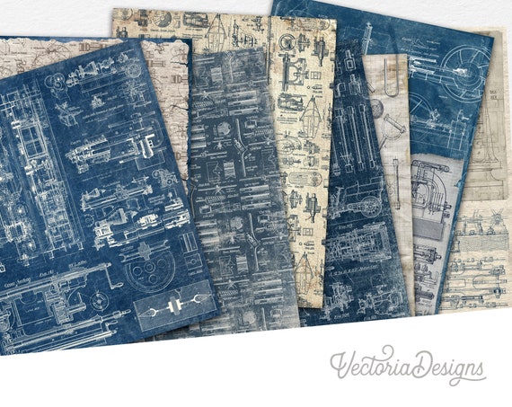 So Much Mechanics Digital Paper Pack, Junk Journal Kit, Ephemera Paper Pack, Decorative Scrapbook Paper Pack, Printable Paper Pack 002139