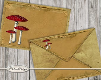 Printable Envelopes, Digital Envelopes, DIY Envelopes, Folding Envelopes, Mushroom Envelopes, Craft Paper Envelopes, Instant Download 001199