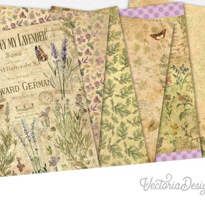 Herb Garden Paper Pack, Paper Crafting Pack, Printable Herb Sheets, Decorative Paper, Vintage Ephemera Sheets, Printable Paper 002407