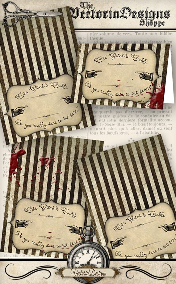 Halloween Place Cards, Halloween Decoration, Halloween Cards, Halloween Printable, Halloween Digital, Scrapbook Paper Template 001247