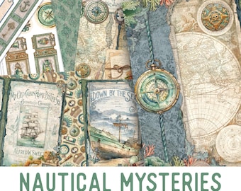 Nautical Mysteries Junk Journal Kit Printable (Standard) - 003672