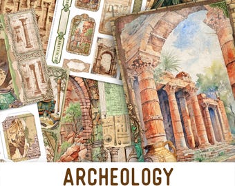 Archeology Junk Journal Kit, Archeology Crafting Printables Archeology Embellishments Printable Archeology Paper Junk Journal 003443