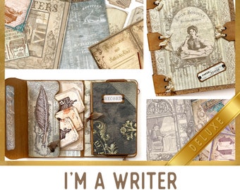 I'm a Writer DELUXE Crafting Printables Kit, Writer Journal, Embellishments, Printable Paper Pack, Printable Junk Journal, Tutorial - 002695