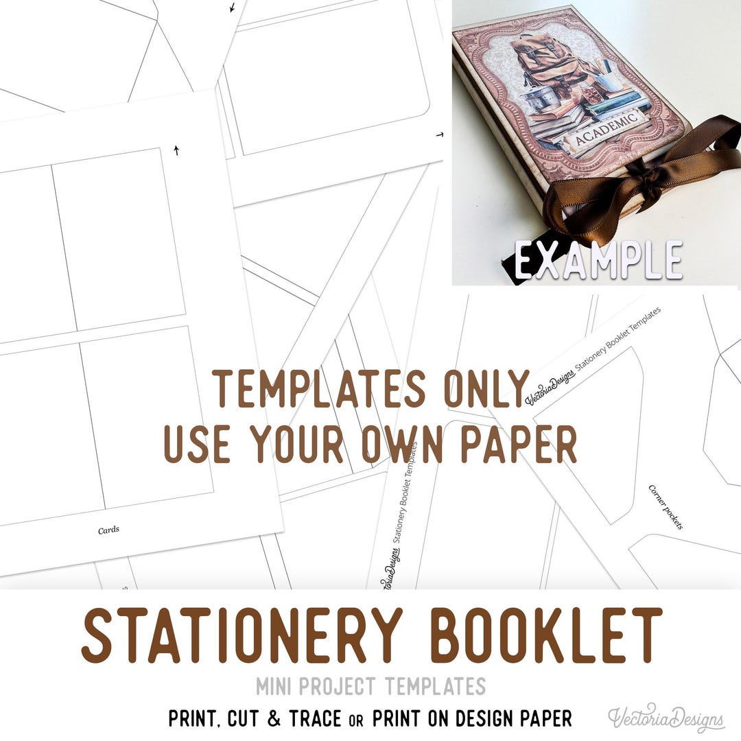 Stationery Booklet Templates Mini Craft Kit Quick Project Junk Journal Element Printable Craft ...