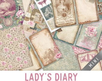 Lady's Diary Junk Journal Kit MINI Crafting Printables Kit Vintage Lady Junk Journal Vintage Embellishments Printable Paper Pack 003082
