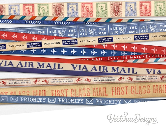 Vintage Postage Strips, Printable Junk Journal Ephemera (PDF & JPG) - 0002966
