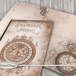 Steampunk Journal, Junk Journal Kit, Printable Journal, Digital Journal Kit, Diy Kit, Scrapbook Kit, Digital Paper, Steampunk Decor 001467 image 1