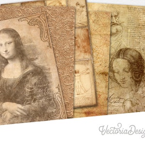 Da Vinci's Sketchbook Paper Pack, Da Vinci Printable Paper, Da Vinci Print, Leonardo Da Vinci, Old Paper, Junk Journal, Paper Pack 002458