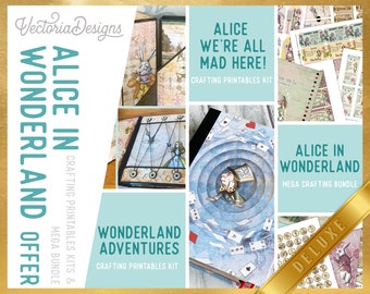 Alice in Wonderland DELUXE Offer Wonderland Printables Printable Papers Junk Journal kit Journal Pages Wonderland Ephemera 003033