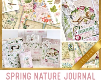 Spring Nature Journal DELUXE Crafting Printables Kit, Spring Junk Journal, Journal Embellishments, Craft Kit, Paper Pack, Tutorial - 002889