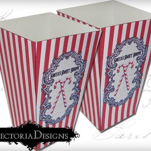 Christmas Popcorn Box, Printable Christmas Boxes, Digital Christmas Clip Art, DIY Christmas Gift Box, Summer Santa, Christmas In July 000293 image 1