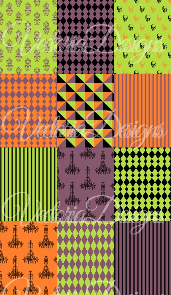 Halloween Paper Set, Halloween Collage Sheets, Digital Paper, Halloween