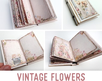 Vintage Flowers DIY Mini Book Printable Craft - 003967