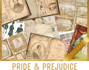 Pride & Prejudice DELUXE Crafting Printables Kit, Jane Austen Journal Kit, Embellishments, Junk Journal, Printable Journal, Craft Kit 002700