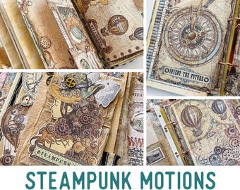 Steampunk Motions MEGA Crafting Bundle, Steampunk Printables, Printable Paper, Steampunk Embellishments, Junk Journal, Craft Kits - 002518
