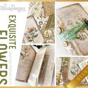 Exquisite Flowers DELUXE Junk Journal Kit Vintage Blumen Junk Journal Verzierungen Printable Paper Floral Craft Kits DIY Anleitung 002990 Bild 8