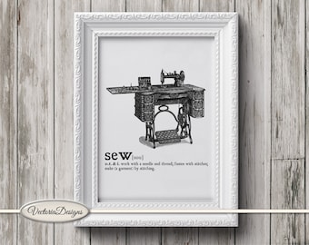 Sew print printable art black and white print dictionary digital print printable instant download digital collage sheet - 000892