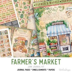 Farmer's Market Junk Journal Kit Printable Junk Journal Kit Farmer's Market Embellishments Junk Journal Papers Craft kit Printable - 002850