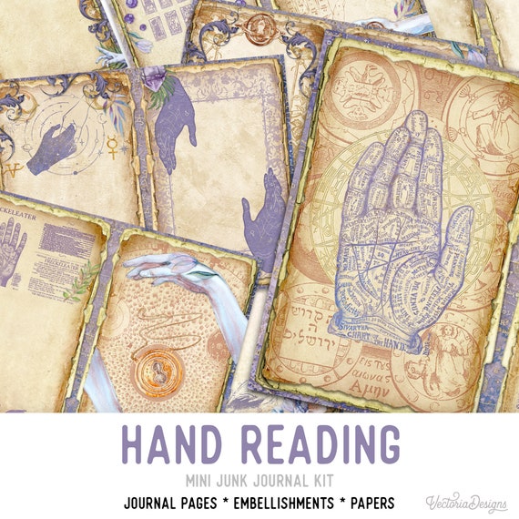 Hand Reading Journal Pages - Printable Pages for Crafting - 002603